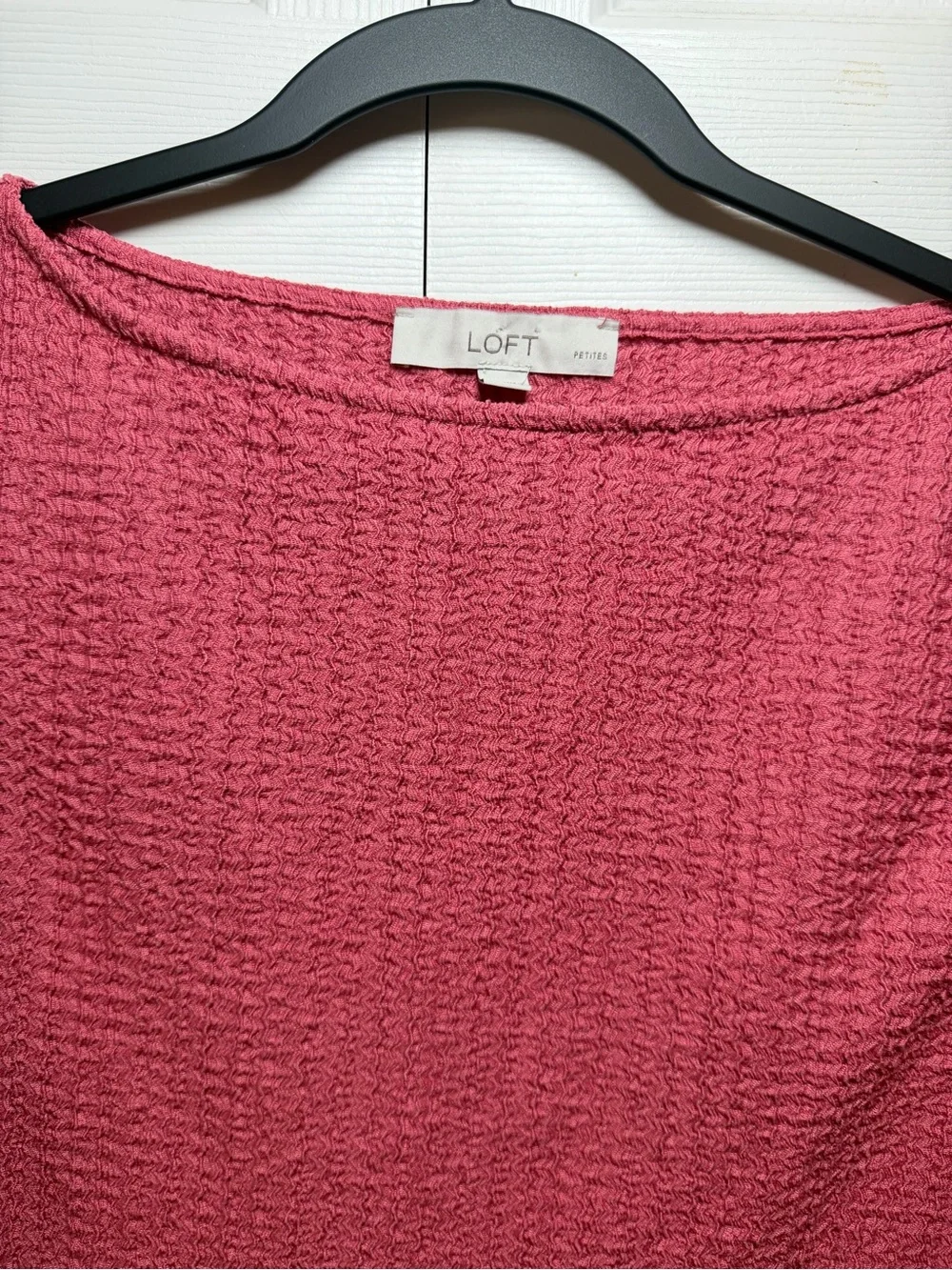 LOFT Pink Textured Knit Puff Sleeve Top Women’s Warm Cozy Office Casual Wear
